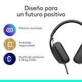 Logitech Zone Vibe 100 Auriculares inalámbricos ligeros, Micrófono con cancelación de ruido, Bluetooth multidispostivivo avanzado, Funcionan con Teams, Google Meet, Zoom, Mac/PC - Gris