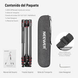 NEEWER 66"/168cm Trípode de Fibra Carbono para Cámara Cabeza de Bola Panorámica 360°,Placa Arca QR 1/4",Bolsa Portátil,Monopié Trípode Viaje Compacto Videocámara DSLR,Carga Máxima 26.5lb/12kg,N55C