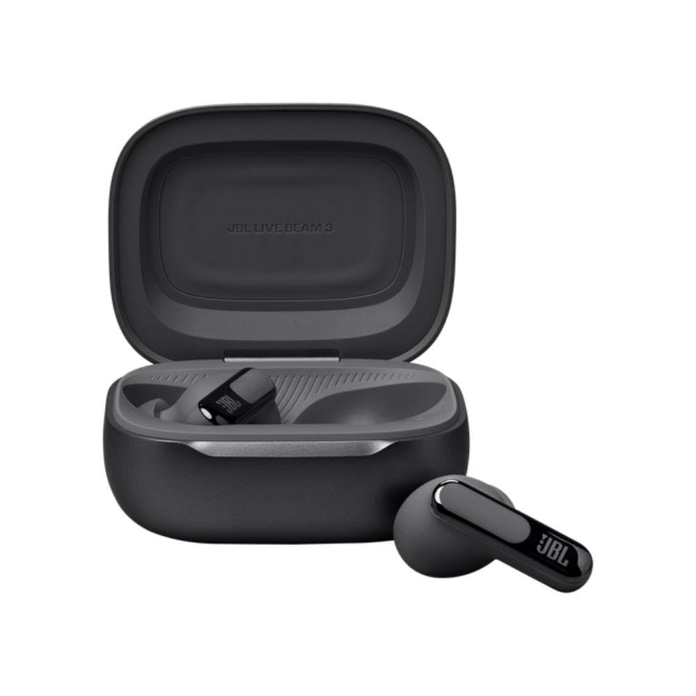 JBL Live Beam 3 Auriculares inalambricos de botón con almohadillas,True Wireless con cancelación de ruido adaptable, hasta 48 horas de reproducción, Bluetooth, audio de alta resolución, negro