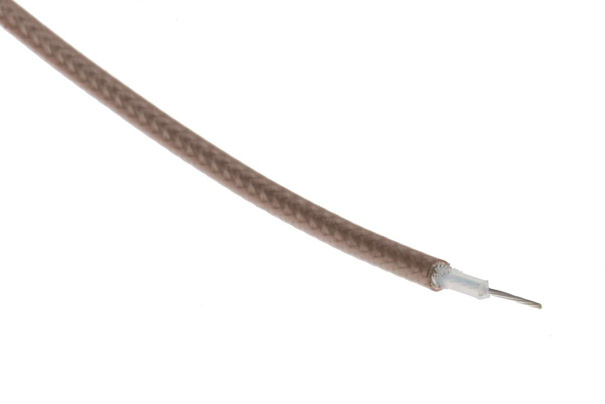 RS PRO RG316 - Cable coaxial (50 Ω, diámetro exterior de 2,5 mm, 100 m), color marrón