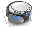 Lenco Radio CD Portátil SCD-550SI Plateado con Bluetooth, USB, Radio FM