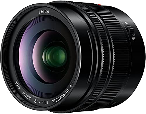 Panasonic LEICA DG SUMMILUX H-X012 - Objetivo Focal fija para cámaras de montura M4/3 (Focal 12 mm, F1.4, tamaño filtro 62 mm, lentes asféricas), negro