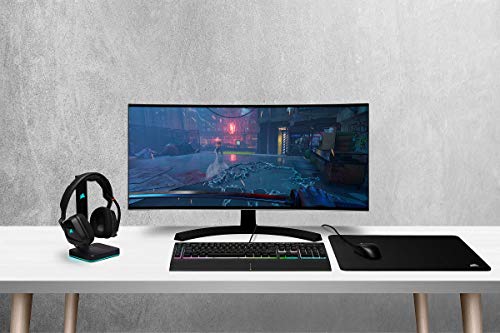 CORSAIR K55 RGB PRO XT Membrana Teclado para juegos con cable, IP42, resistente al polvo y a derrames, 6 teclas macro con integración Elgato, compatible con iCUE, QWERTY UK, PC, Mac, Xbox, color negro