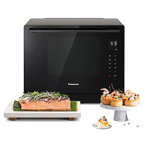 Panasonic NN-CS88LBEPG Horno combinado de vapor 4 en 1 con vapor, microondas, grill y convección, Tecnología Inverter, 31 L, 36 Programas Automáticos, Cocción en 2 Etapas, Menú Infantil, Negro