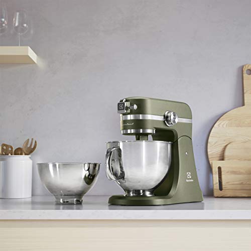 Electrolux Asistente de cocina modelo EKM5550, aparato de cocina con gancho amasador, protección contra salpicaduras, batidor de globos, tapa de fermentación, 1200 W, dos cuencos grandes de 2,9 litros