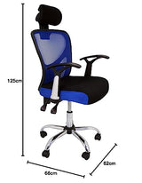 La Silla Española Ronda Silla de Oficina con Reposacabezas, Poliéster y Rejilla, Azul, 66x62x125 cm