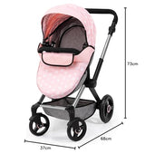Bayer Design 17030AB Cochecito de muñeca XEO, Convertible, Regulable en Altura, Trona para muñeco bebé, Bolsa, Saco de Dormir, Gimnasio Actividades, Accesorios