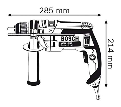 Bosch Professional GSB 16 RE - Taladro percutor (750 W, 0 – 2800 rpm, Ø max perforación hormigón 16 mm, en maletín)