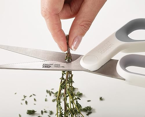 Joseph Joseph Fusion Cuchillos de Cocina Profesionales, Cuchillo Carnicero y Tijeras, Acero Inoxidable Japones, 5 piezas, Bloque de Madera