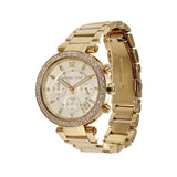 Michael Kors - Reloj Parker cronógrafo de Cuarzo con Correa de Acero Inoxidable en Tono Dorado para Mujer MK5354
