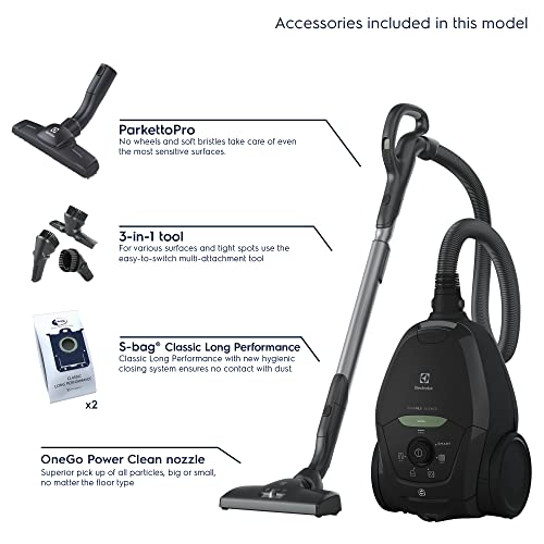 Electrolux PD82-GREEN Aspiradora con bolsa, potencia máx. 600 W, sistema de aspiración AeroPro, 2 cepillos, accesorio 3 en 1, color negro
