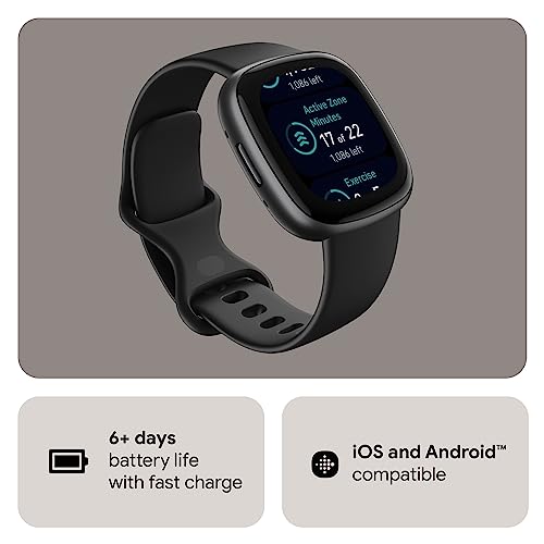 Fitbit Versa 4 Bundle (con Correa Deportiva) Reloj Inteligente de Fitness con GPS Integrado y hasta 6 días de duración de la batería, Compatible con Android e iOS.