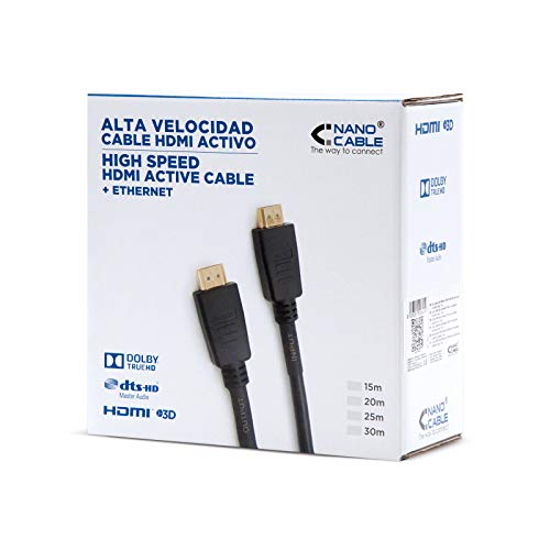 Monkey Ladder Cable HDMI V1.4 30m, alta velocidad, soporte V/HEC, repetidor A/M-A/M, ideal para conectar TV y dispositivos multimedia.