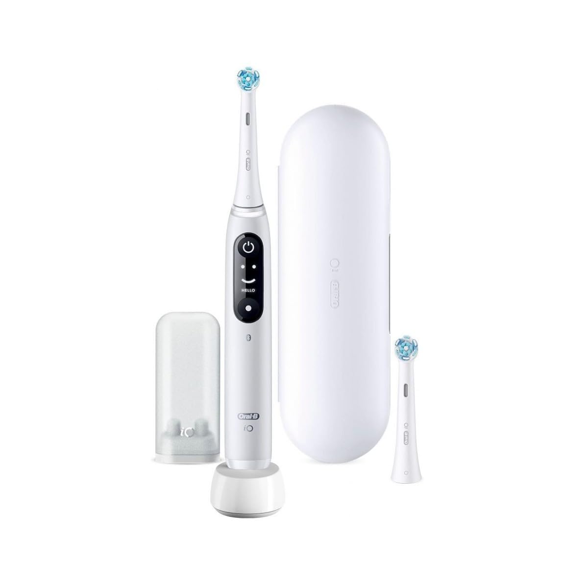 Oral-B iO Series 6 - Cepillo de dientes eléctrico, 2 cabezales de cepillo, 5 modos de cepillado para el cuidado dental, regalo de San Valentín para él o ella, pantalla y estuche de viaje, diseñado por