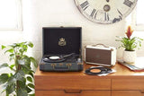 GPO Westwood Retro 25 Altavoz con subwoofer de 25 vatios, Entrada RCA, Bluetooth, Rejilla Vintage y asa de Transporte - Crema y Bronce