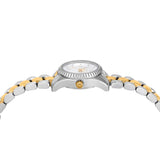 Michael Kors Reloj Lexington para Mujer, Movimiento de Cuarzo de Tres Agujas de 19 mm con Correa de Acero Inoxidable o Piel, Plata y Oro, 19 mm