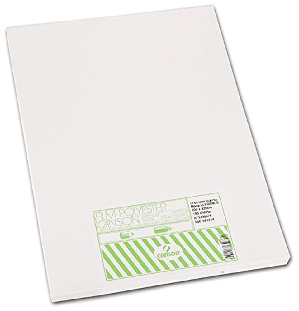 Canson Polyester Mate (2c) 75µ Transparente, Paquete A3 (100 Hojas)
