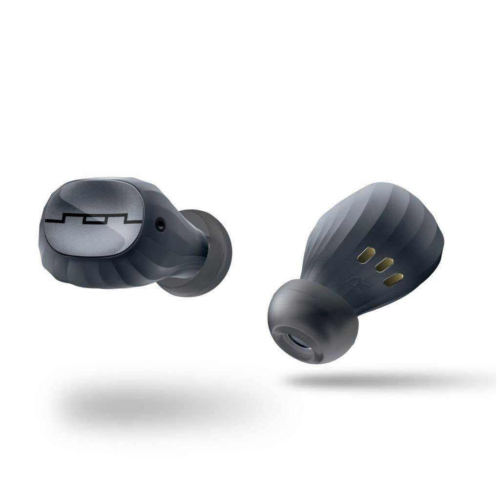 Sol Republic, Bluetooth amps Air 2.0 Auriculares, Negro 3 Horas de reproducción/Estuche de Carga Carga hasta 15 Veces, Resistente a la Lluvia y al Sudor Compacto y portátil.