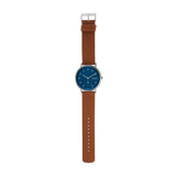 Skagen Kuppel Reloj para Hombre, Movimiento cronógrafo de Cuarzo con Correa de Acero Inoxidable o Piel, Marrón y Azul, 44MM