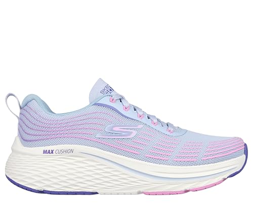 Skechers Max Cushioning Elite 2.0, Zapatos Deportivos Mujer, Light Blue Textile/Pink Trim, 38 EU