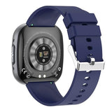 Knauermann Neo 2 (2025) - Negro Rectangular - Reloj de Salud Smartwatch - ECG - Función HRV - Bluetooth BT - Apnea del Sueño - Presión Arterial - Banda de Silicona Azul, Negro, Höhe: 42mm; Breite