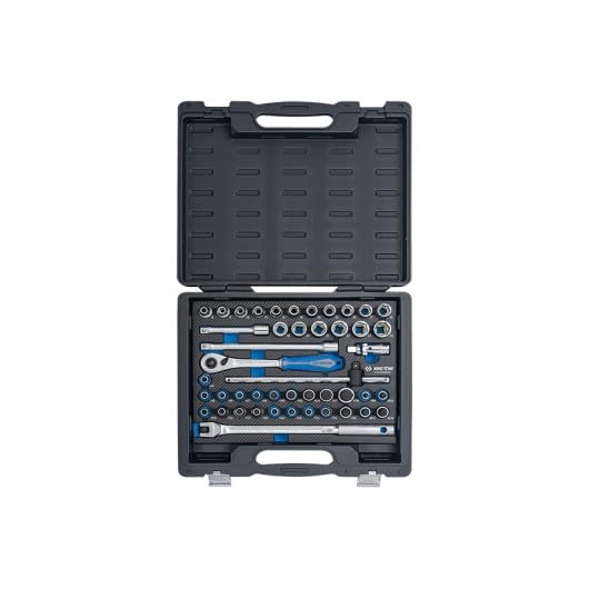 Cofre de vasos y accesorios 1/2" hexagonal EVAWAVE - 46 piezas