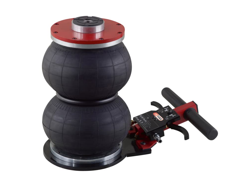 KS Tools 160.0758 - Gato neumático de 2 T con 2 puntas con capacidad de elevación elevada, gato de coche para todas las clases de vehículos, controles bajos, presión de trabajo, 7 bares, con extensor