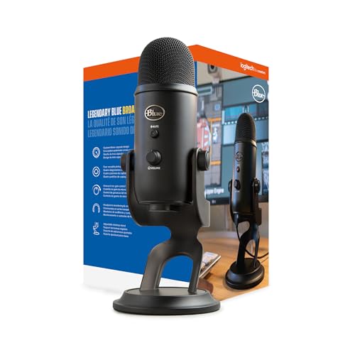 Blue Microphones Micrófono Yeti Azul (apagón) con Soporte de Brazo Knox, Filtro Pop y Paquete de Montaje de amortiguación, USB