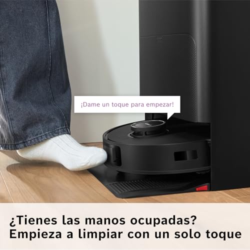 Bosch - Robot Aspirador Spotless MAX, BCRDW3B, aspira y friega, Potencia 11.000 Pa, Almohadillas giratorias, estación Seca-húmeda, Visión Inteligente luz estructurada, Bosch Home Connect App, Negro