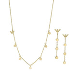 Emporio Armani Juego de collar y pendientes de acero inoxidable o latón para mujer, Conjunto de tono dorado claro