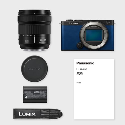 Panasonic Lumix DC-S9KE-A Cámara Vlogs, Puerta Abierta Fotograma Completo Sin Espejo, 24,2 MP, 6K/4K, PDAF 779, Estabilización Imagen, Angulo Libre, WiFi 5 GHz, Azul Noche, Lente 20-60 mm (Zoom x3)