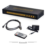 Leicke KanaaN KN40543, UHD Matrix 4x2 Splitter Switcher Full HD, UJD, 4K, 4K*2K, ARC, MHL,HDMI 1.4, Mando a distancia, Salida adicional para el audio, SPDIF y jack de 3,5mm, Stereo, Dolby 5.1 Surround HDMI 1.4