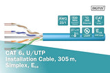 DIGITUS 305 m de Cable de red Cat 6A, U-UTP Simplex, BauPVO Eca, LSZH Libre de Halógenos, 500 MHz de cobre AWG 23/1, Compatible con PoE+, Cable LAN Cable de instalación Cable Ethernet, Azul