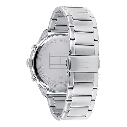 Tommy Hilfiger Reloj Analógico de Cuarzo Multifunción para Hombre con Correa de Acero Inoxidable Plateada - 1791575