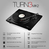 Reloop Turn 3 MK2 | Auténtico Tocadiscos HiFi accionado por Correa con función de grabación USB, Cartucho Ortofon 2M Red premontado, Control de Motor Integrado (33/45/78 RPM)