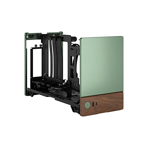 Fractal Design Terra Jade - Wood Walnut Front Panel - Small Form Factor - mITX Gaming Case – PCIe 4.0 Riser Cable – USB Type-C - Anodized Aluminum Panels