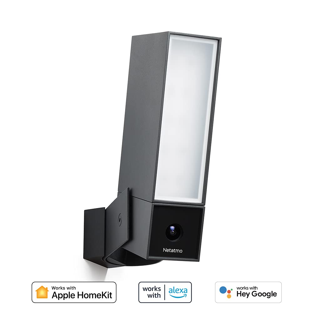 Netatmo NOC-R - Cámara de Vigilancia WiFi Exterior, Reacondicionada, Foco Integrado, Detección de Movimientos, Visión Nocturna, Sin Costo Adicional