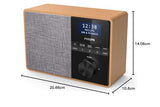 PHILIPS AUDIO TAR5505/10 Radio, Carcasa de Madera, Radio Dab+/FM, Temporizador de Cocina, Alimentación por Red o Batería, Color Marrón/Gris con Bluetooth