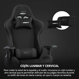 DRIFT GAMING DR110 - Silla Gaming Profesional, Tejido Fabric Alta transpirabilidad, reposabrazos 4D, Ruedas silenciosas, pistón Clase 4, inclinación, cojín Lumbar y Cervical, Color Negro