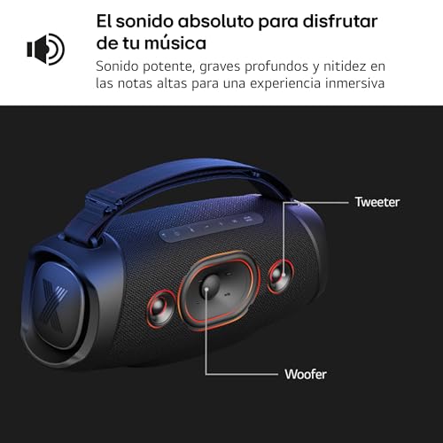 LG XBOOM GO XG8T, Altavoz portátil, Bluetooth 5.3, Bajos Potentes, Resistencia Militar a golpes, Agua y Polvo IP67, Color Negro