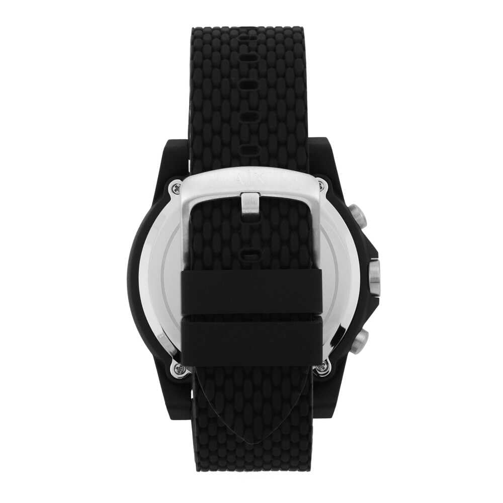 Armani Exchange Reloj hombre, movimiento cuarzo cronógrafo y caja 44mm con correa silicona