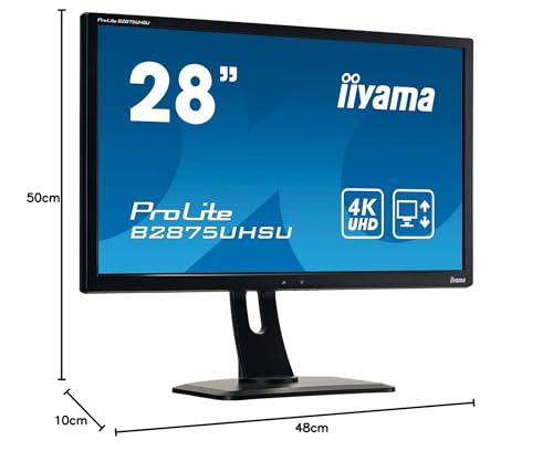 iiyama B2875UHSU-B1 28 Inch TN LCD (sRGB: 102 Percent,NTSC: 72 Percent),1ms,4K UHD 3840x2160,FreeSync ,300 cd/m² Brightness,1x HDMI,1 x DisplayPort,1 x VGA,1xDVI 3 x USB,2 x 2.5W Speakers,HA Stand
