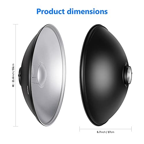 NEEWER Reflector de Montaje Bowens de Metal de 55 cm con difusor Blanco, Rejilla de Panal para luz de Video estroboscópica Compatible con Godox AD600 NEEWER CB60 Q4 Vision 4 S101 Series, NK-NARC22