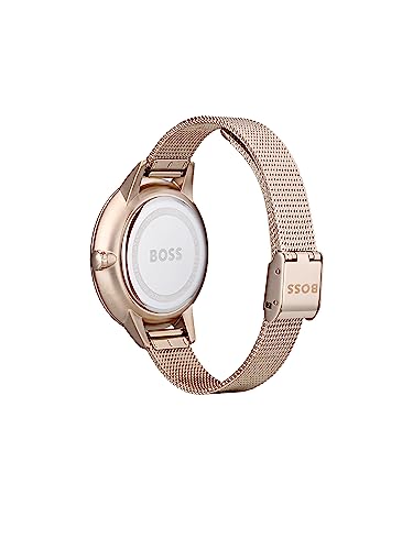 BOSS Reloj Analógico de Cuarzo Multifunción para Mujer Colección Symphony con Correa de Malla de Acero Inoxidable de Oro Rosa - 1502424