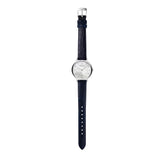Emporio Armani Reloj de mujer, movimiento de dos manecillas, caja de acero inoxidable plateado de 32 mm con correa de piel, AR11095, Azul marino y blanco roto