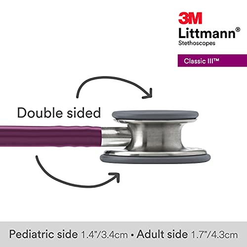 Littmann Classic III - Fonendoscopio, membrana de pieza única fácil de aplicar y de limpiar, color ciruela