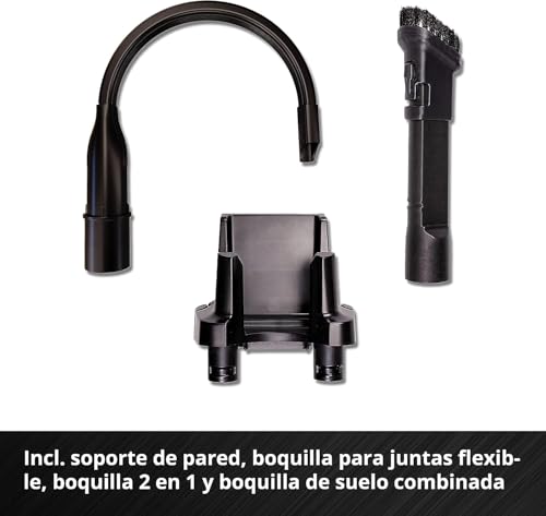Einhell Aspirador de polvo de mango con batería, 18 V, aspirador de polvo con batería sin bolsa, recipiente colector de 0.6 L, tecnología de ciclón, sistema de filtro triple, Color Rojo/Negro
