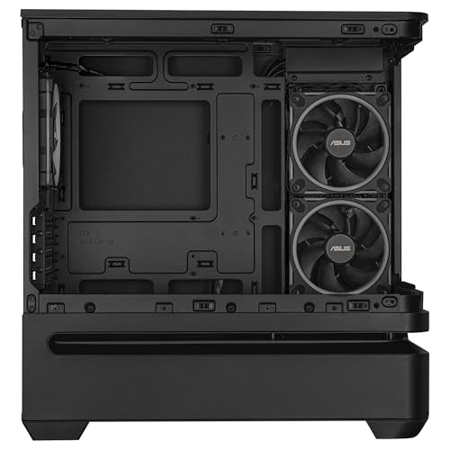 ASUS Prime AP202 ARGB Caja mATX, Cristal Curvado Templado, Compatible con gráficas de hasta 420 mm, radiadores de 360 mm, raíl de fácil extracción, ventilación de Ranura, Ventiladores ARGB, Negro