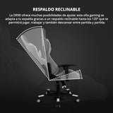 DRIFT GAMING DR90 – Silla Gaming ergonómica con reposacabezas y Lumbar, Respaldo reclinable 135°, Brazos 2D Ajustables, Tejido Transpirable, Base de Nylon y pistón de Gas Clase 4 – Gris/Blanco