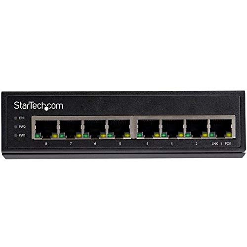 StarTech.com Switch Conmutador Industrial Ethernet Gigabit de 8 Puertos PoE no Gestionado de Servicio Pesado GbE PoE+ IP30 (IESC1G80UP)